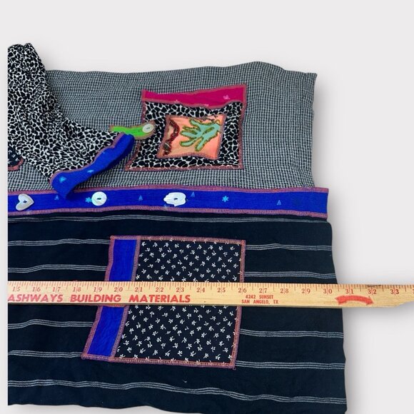 Faith Womens Sz L Artsy Mixed Media Jacket Embroidery Patchwork Colorblock Retro - Picture 9 of 11